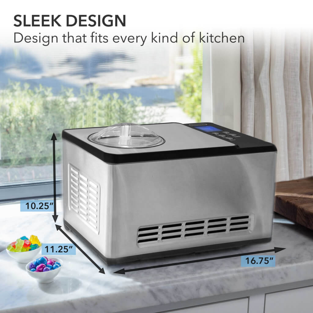 Whynter ICM-220SSY 2 Quart Automatic Compressor Ice Cream Maker & Yogurt Incubator Stainless Steel Finish