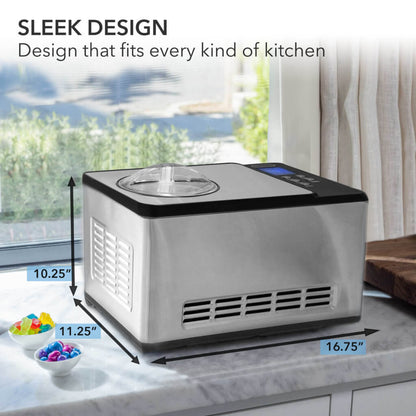 Whynter ICM-220SSY 2 Quart Automatic Compressor Ice Cream Maker & Yogurt Incubator Stainless Steel Finish