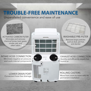 Whynter 12,000 BTU Dual Hose Portable Air Conditioner, Dehumidifier & Fan  | ARC-12SD