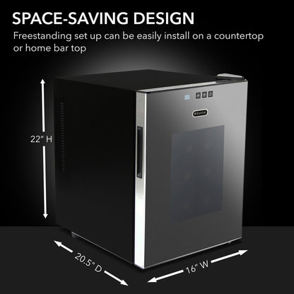Whynter WC‑201TD 20‑Bottle Thermoelectric Wine Cooler – Mirror Glass Door, Freestanding