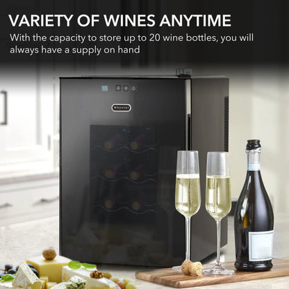 Whynter WC‑201TD 20‑Bottle Thermoelectric Wine Cooler – Mirror Glass Door, Freestanding