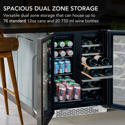 Whynter 24-Inch Built-In Dual Zone Wine & Beverage Refrigerator | BWB-2060FDS