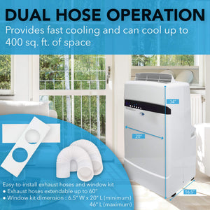 Whynter 12,000 BTU Dual Hose Portable Air Conditioner, Dehumidifier & Fan  | ARC-12SD