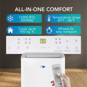 Whynter 13,500 BTU Wi-Fi Portable Air Conditioner, Dehumidifier & Fan | ARC-1050XP