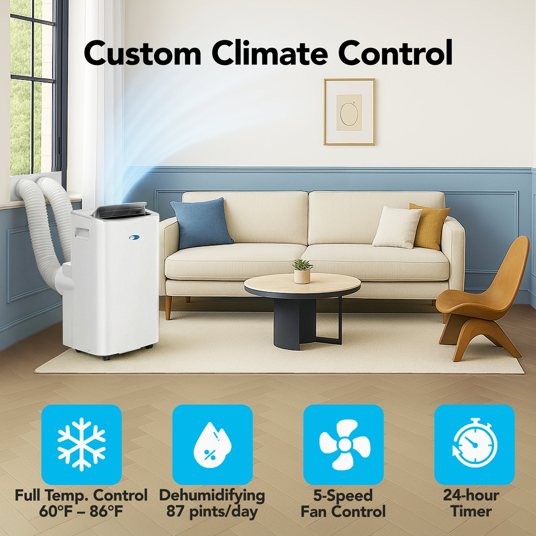 Whynter NEX Inverter 13,000 BTU Dual Hose Smart Portable Air Conditioner, Dehumidifier & Fan | ARC-1280WX