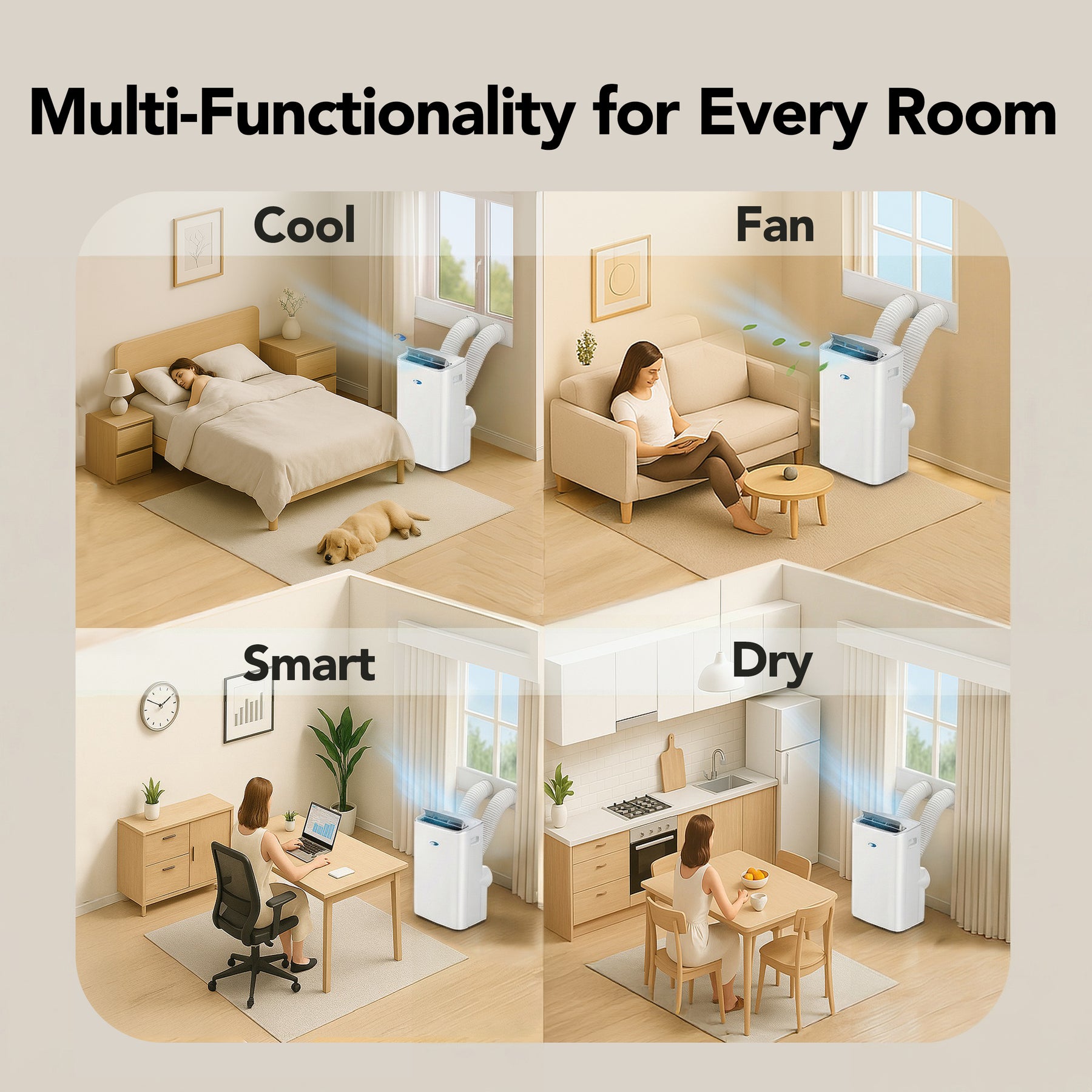 Whynter NEX Inverter 13,000 BTU Dual Hose Smart Portable Air Conditioner, Dehumidifier & Fan | ARC-1280WX