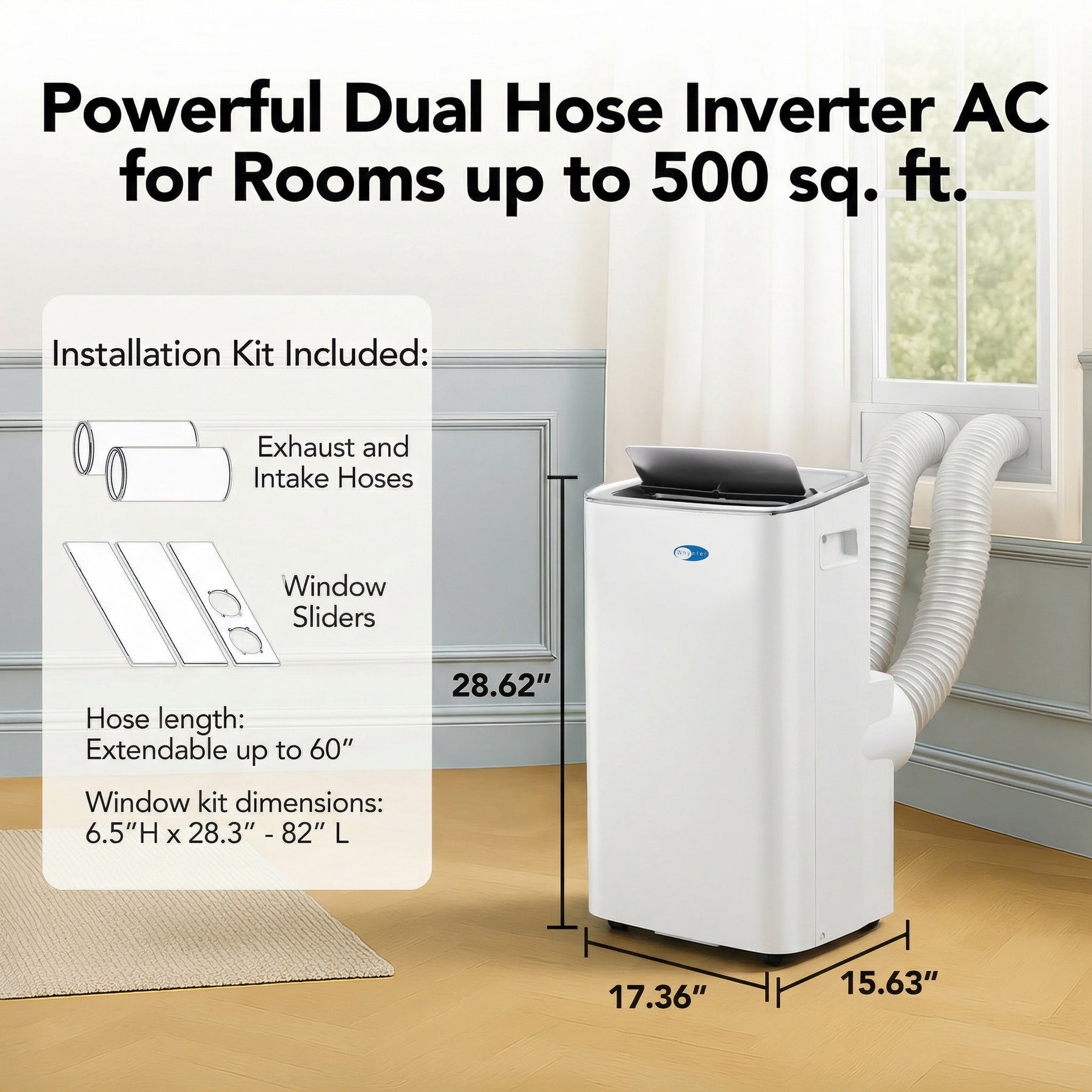 Whynter NEX Inverter 13,000 BTU Dual Hose Smart Portable Air Conditioner, Dehumidifier & Fan | ARC-1280WX
