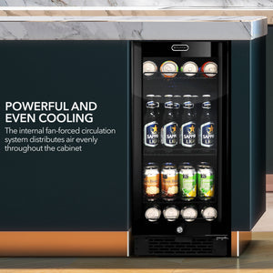 Whynter 128-Can Beverage Fridge, Black Glass | BBR-801BG