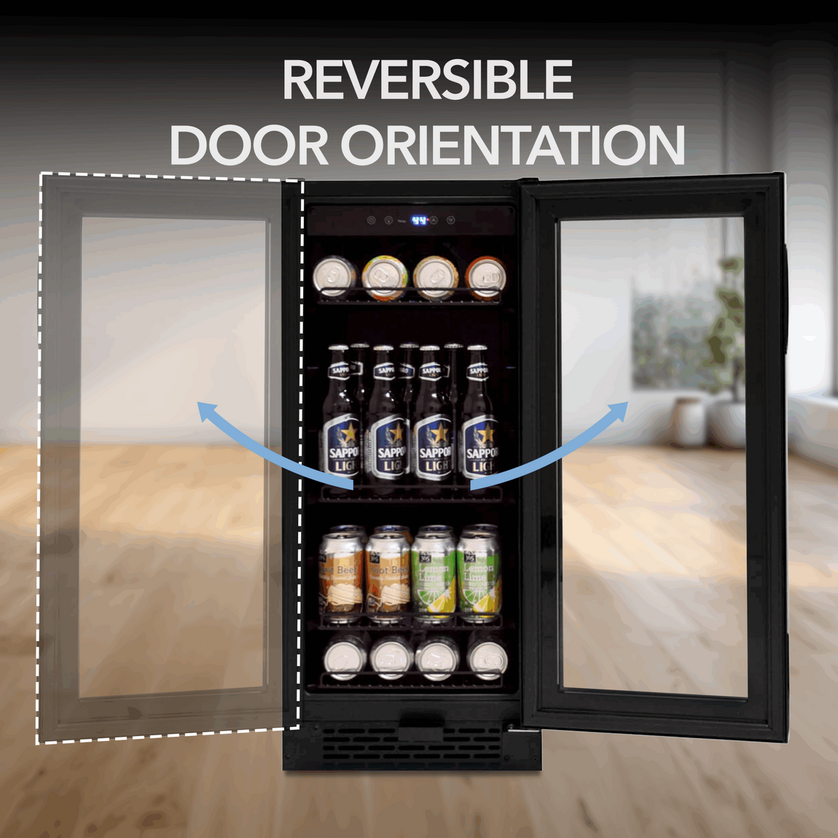Whynter 128-Can Beverage Fridge, Black Glass | BBR-801BG