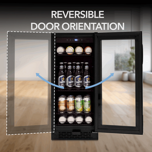 Whynter 128-Can Beverage Fridge, Black Glass | BBR-801BG