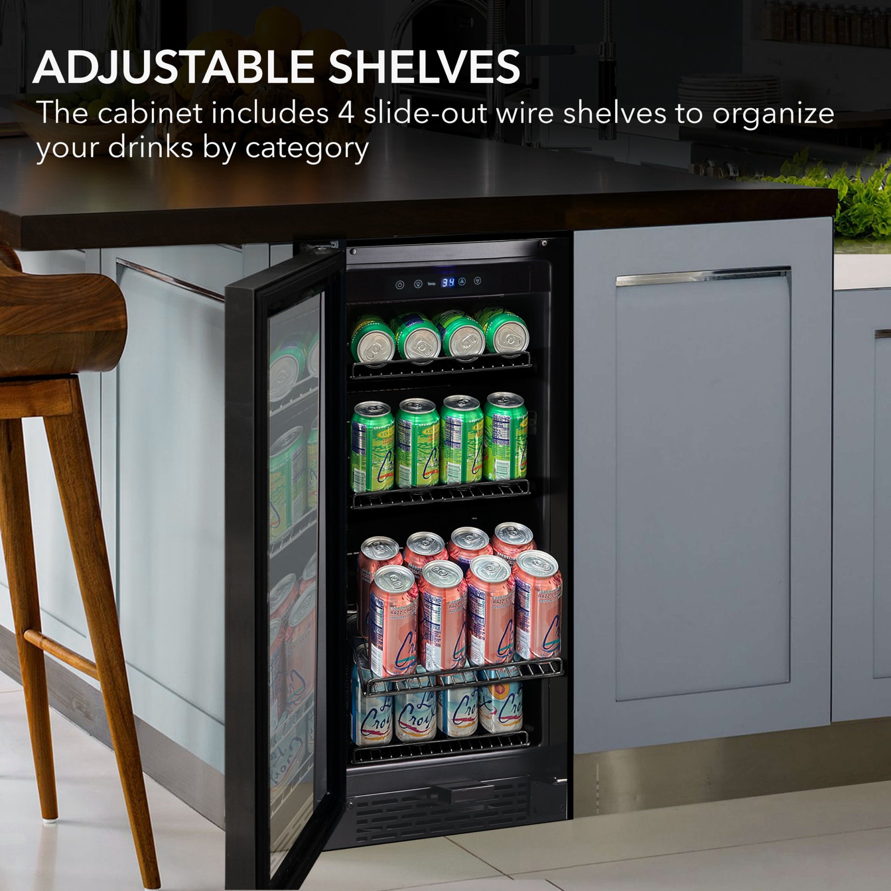 Whynter 128-Can Beverage Fridge, Black Glass | BBR-801BG