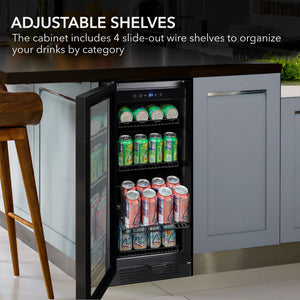 Whynter 128-Can Beverage Fridge, Black Glass | BBR-801BG