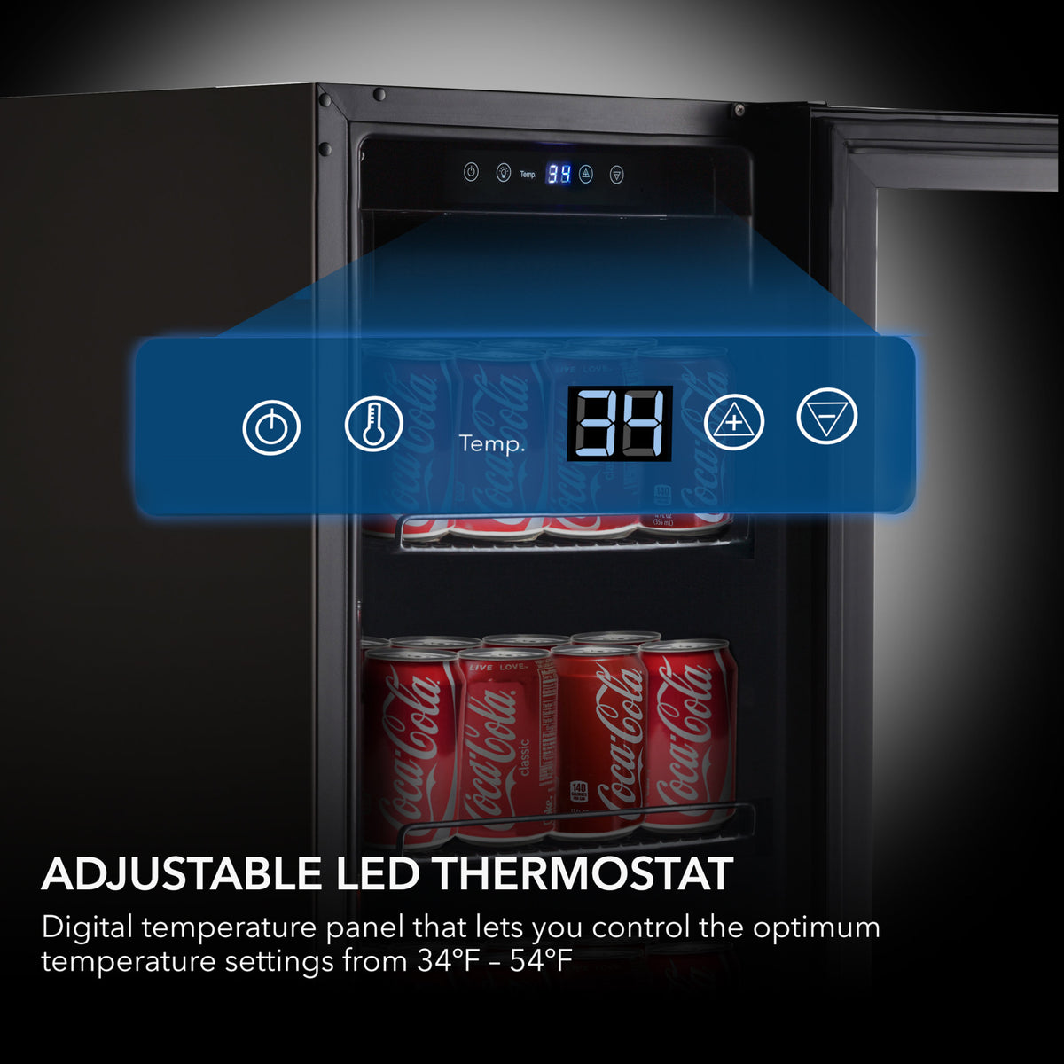 Whynter 128-Can Beverage Fridge, Black Glass | BBR-801BG