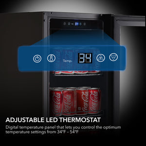 Whynter 128-Can Beverage Fridge, Black Glass | BBR-801BG