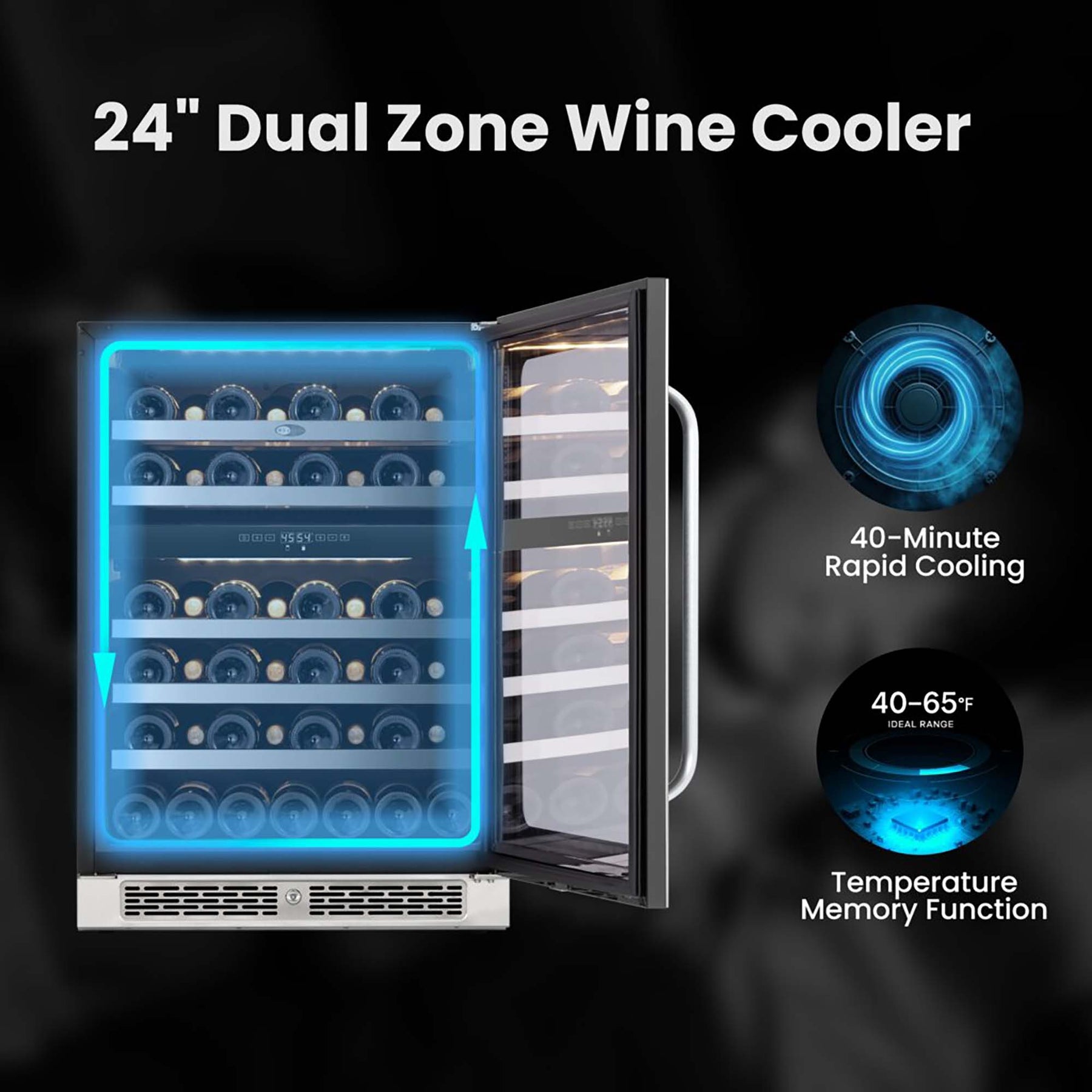 Whynter 46-Bottle Dual Zone Wine Fridge | BSR-046DW