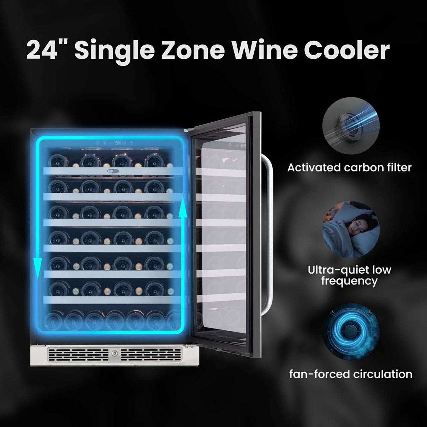 Whynter BSR-054SW 24” Built-In Wine Refrigerator – 54 Bottle Stainless Steel Undercounter Wine Fridge with Digital Control, Lock & UV Glass