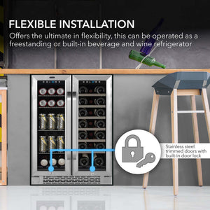 Whynter 24-Inch Built-In Dual Zone Wine & Beverage Refrigerator | BWB-2060FDS