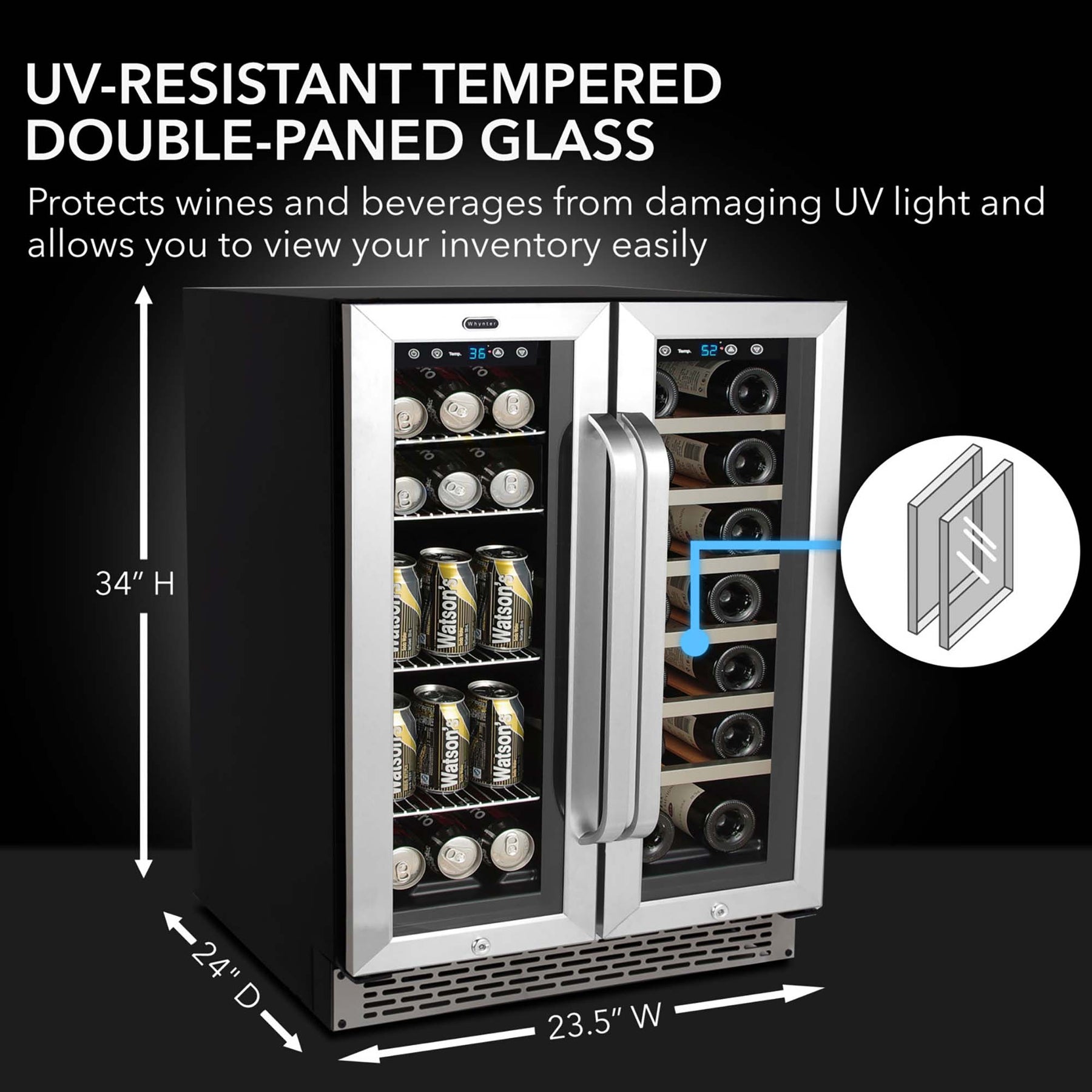Whynter 24-Inch Built-In Dual Zone Wine & Beverage Refrigerator | BWB-2060FDS