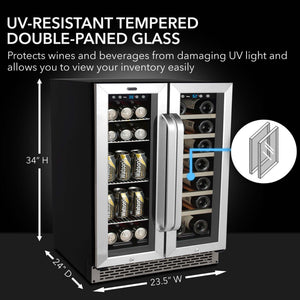 Whynter 24-Inch Built-In Dual Zone Wine & Beverage Refrigerator | BWB-2060FDS