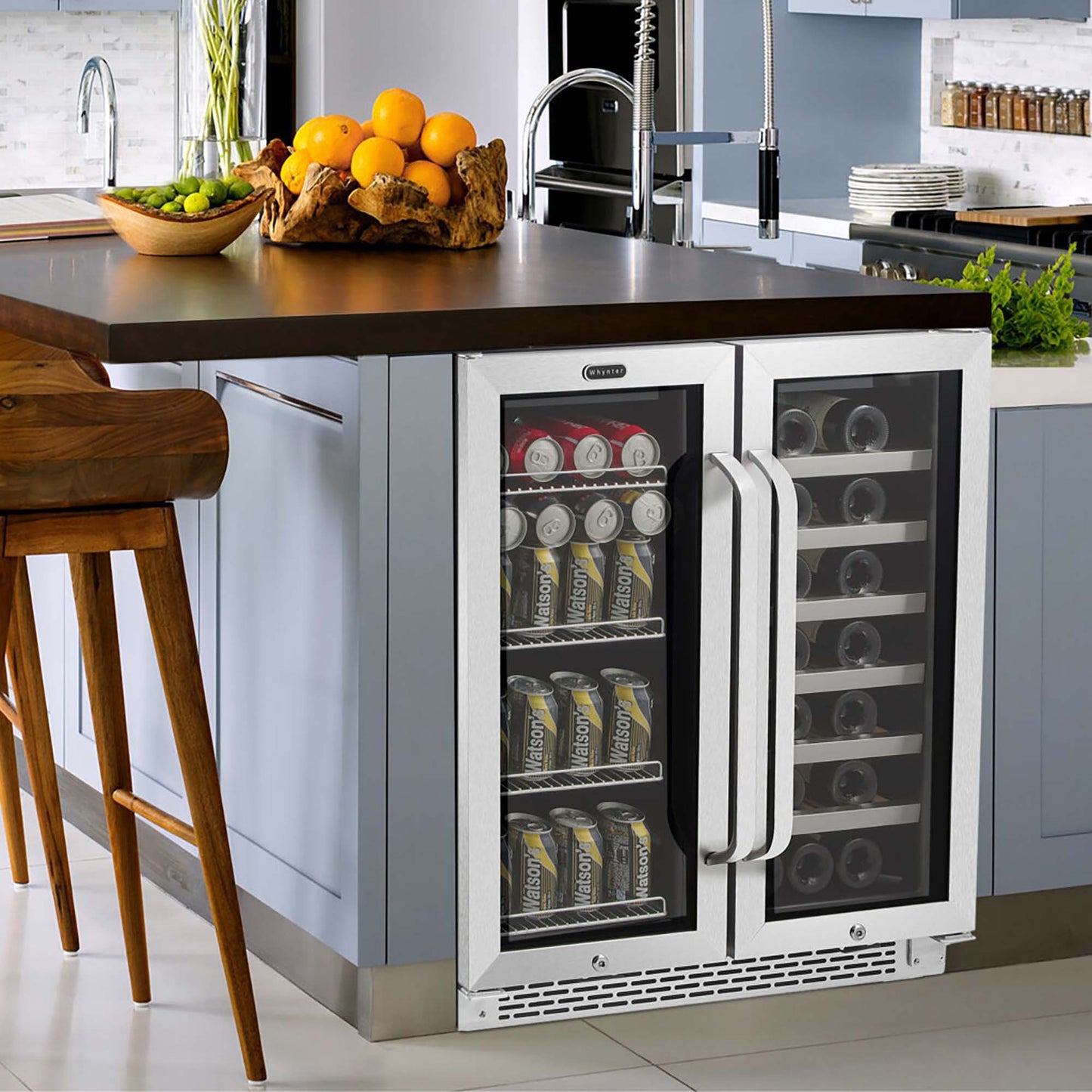 Whynter BWB-3388FDS 30” Built-In French Door Dual Zone Wine & Beverage Refrigerator – 33 Bottle & 88 Can Stainless Steel Beverage Center