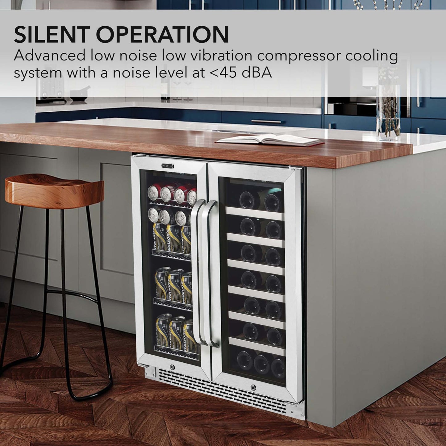 Whynter BWB-3388FDS 30” Built-In French Door Dual Zone Wine & Beverage Refrigerator – 33 Bottle & 88 Can Stainless Steel Beverage Center