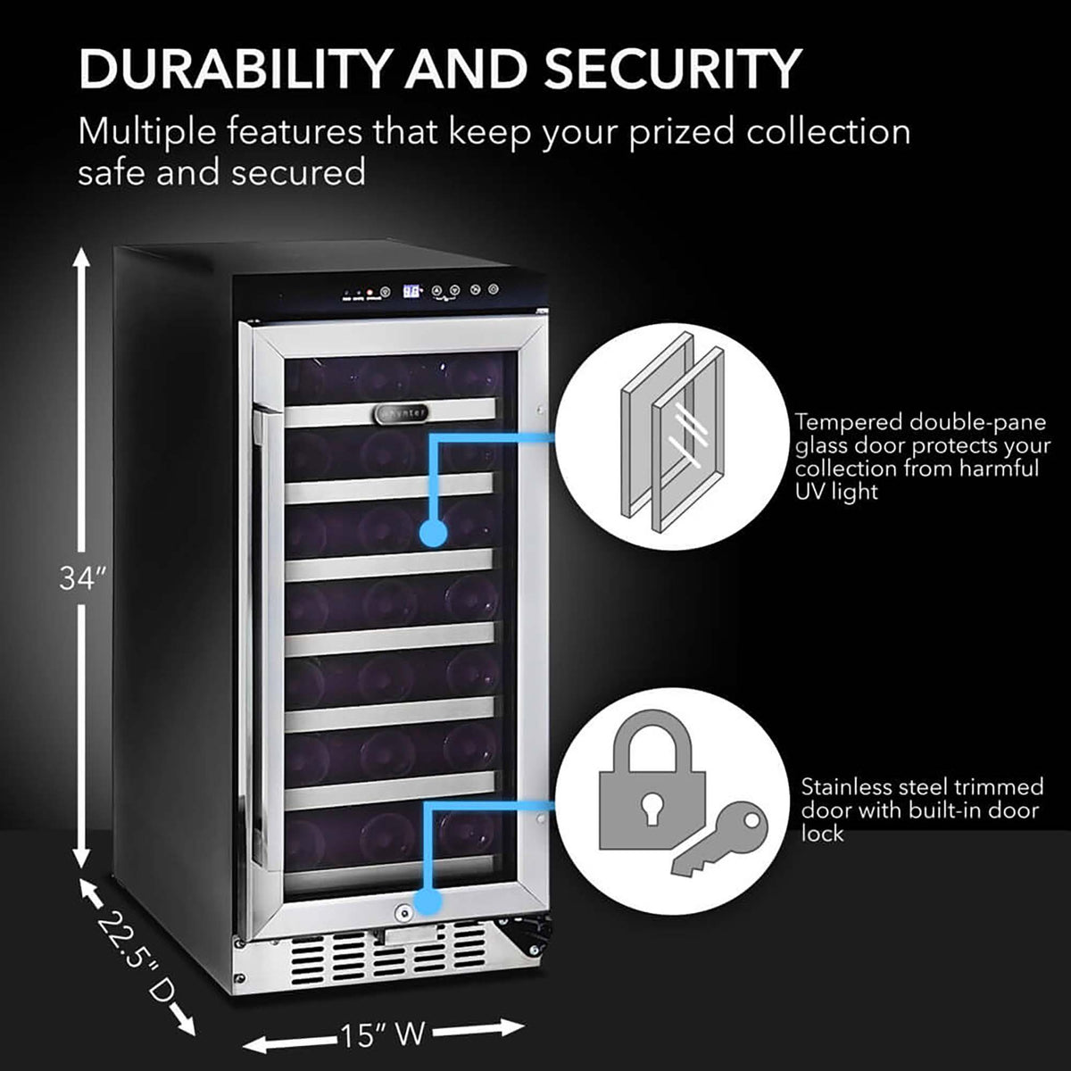 Whynter 15-Inch Built-In Single Zone Wine Refrigerator | BWR-33SD