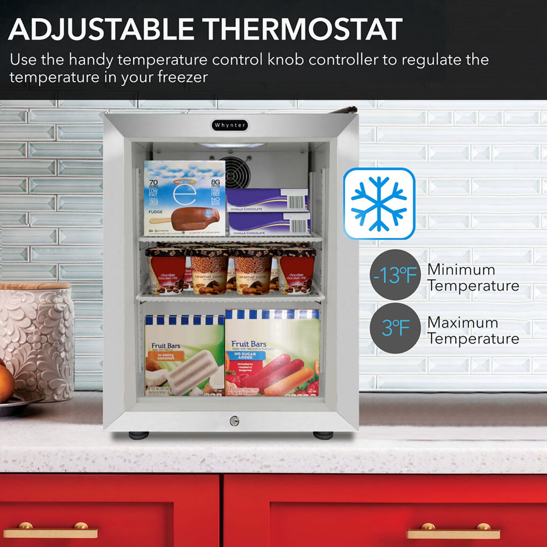 Whynter 1.8 Cu. Ft. Countertop Reach-In Display Glass Door Freezer | CDF-177SB