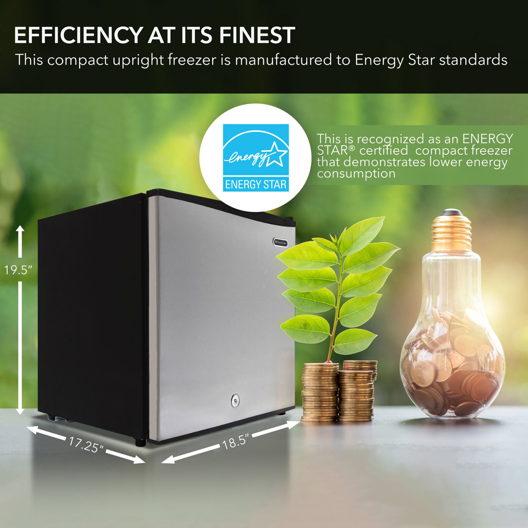 Whynter 1.1 Cu. Ft. ENERGY STAR Upright Freezer with Lock | CUF-112SS