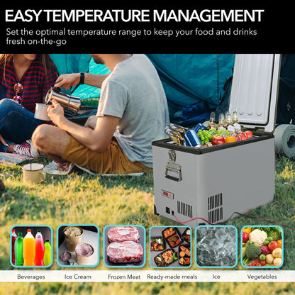 Whynter FM-452SG Elite 45 Quart Portable Freezer & Fridge – Dual Zone, 12V/24V DC & 110V AC, -8°F to 50°F, Wheeled Travel Cooler