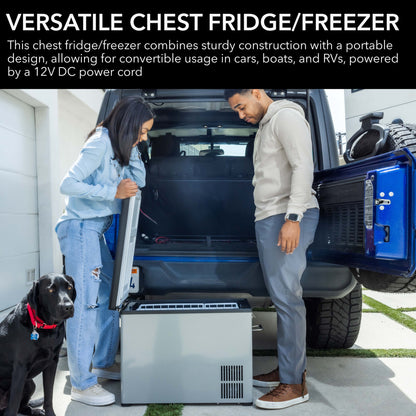 Whynter FM-452SG Elite 45 Quart Portable Freezer & Fridge – Dual Zone, 12V/24V DC & 110V AC, -8°F to 50°F, Wheeled Travel Cooler