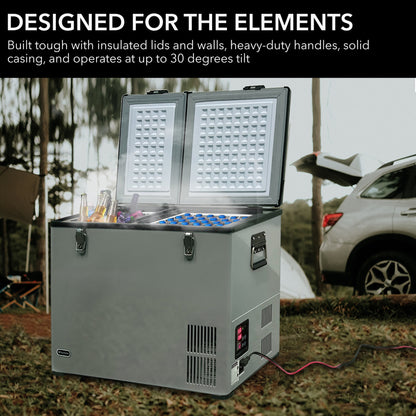 Whynter FM-901DZ 90 Quart Dual Zone Portable Fridge & Freezer – 12V/110V AC, Wheeled Travel Cooler, -8°F to 50°F