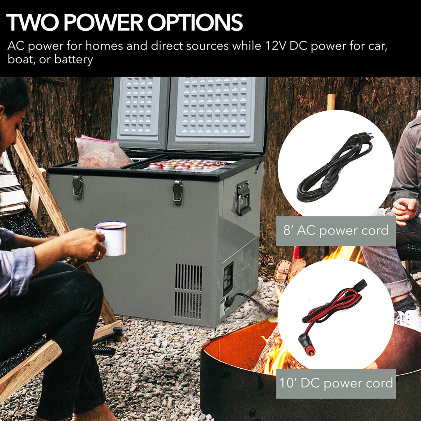 Whynter FM-901DZ 90 Quart Dual Zone Portable Fridge & Freezer – 12V/110V AC, Wheeled Travel Cooler, -8°F to 50°F