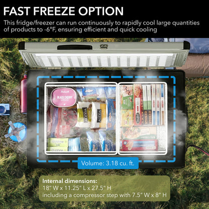 Whynter FM-951GW 95 Quart Portable Fridge & Freezer – 12V/24V DC & 110V AC Wheeled Refrigerator, -8°F to 50°F