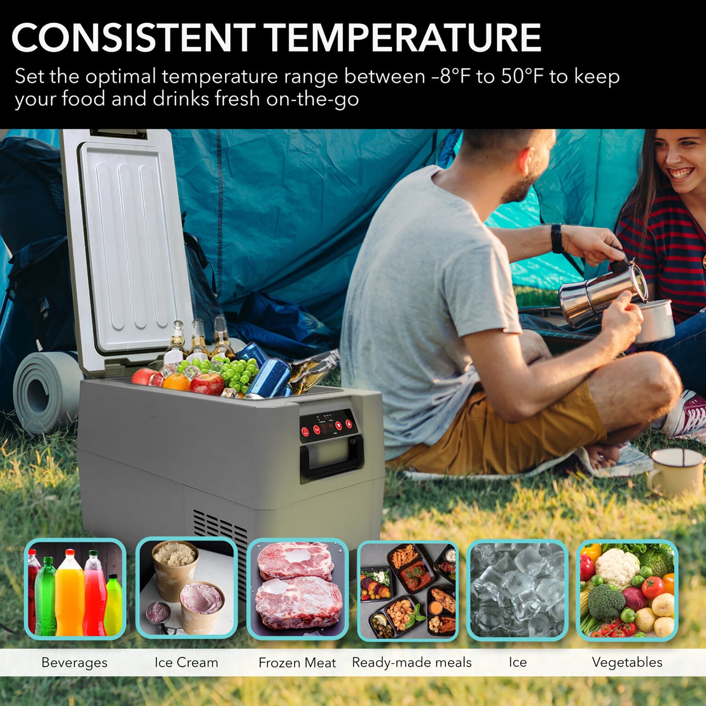 Whynter FMC-350XP 34 Quart Portable Freezer & Fridge – 12V/24V DC & 110V AC, -8°F to 50°F Travel Refrigerator for Camping & RV