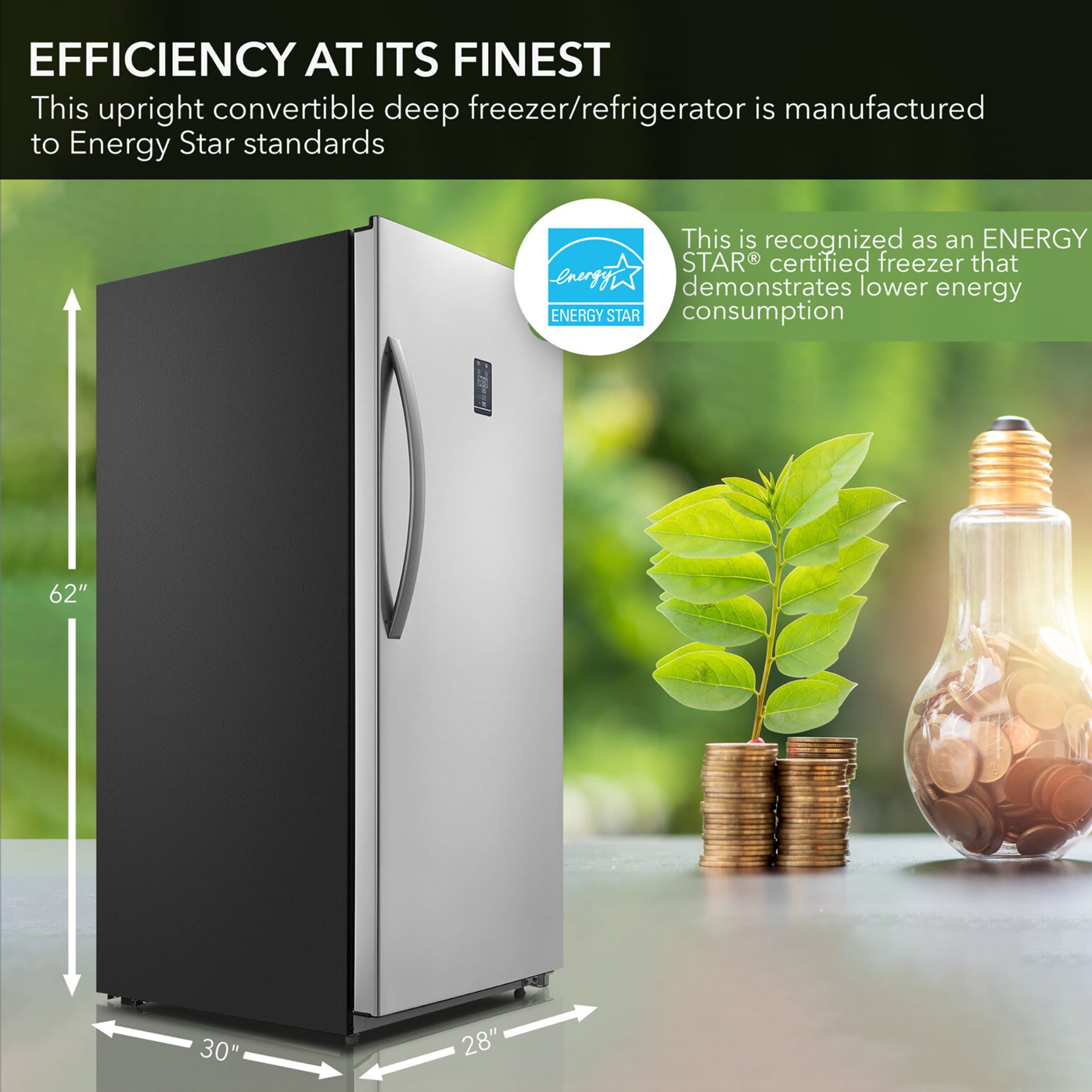Whynter 13.8 Cu. Ft. Convertible Digital Upright Freezer/Refrigerator | UDF-139SS