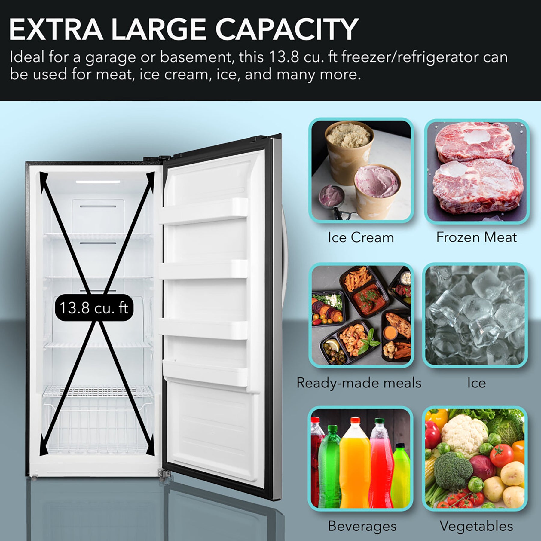 Whynter 13.8 Cu. Ft. Convertible Digital Upright Freezer/Refrigerator | UDF-139SS