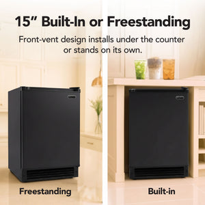 Whynter 15-Inch Built-In Automatic Crescent Ice Maker, Matte Black | UIM-158-BK