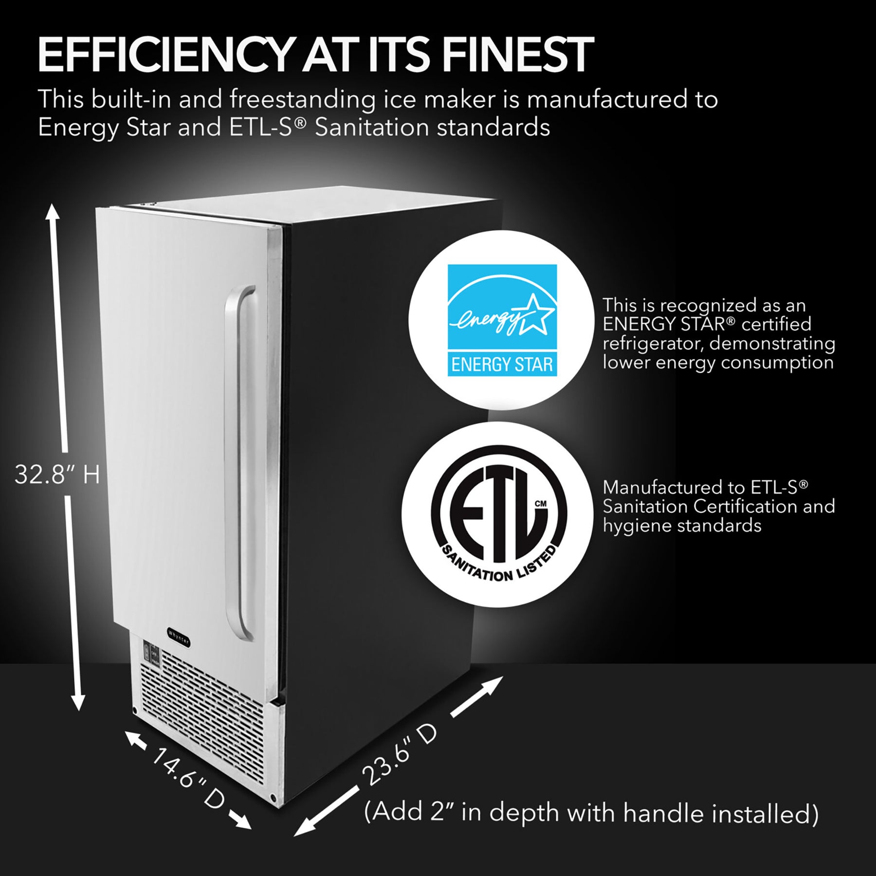 Whynter 80 Lb Built-In Clear Ice Maker | UIM-502SS