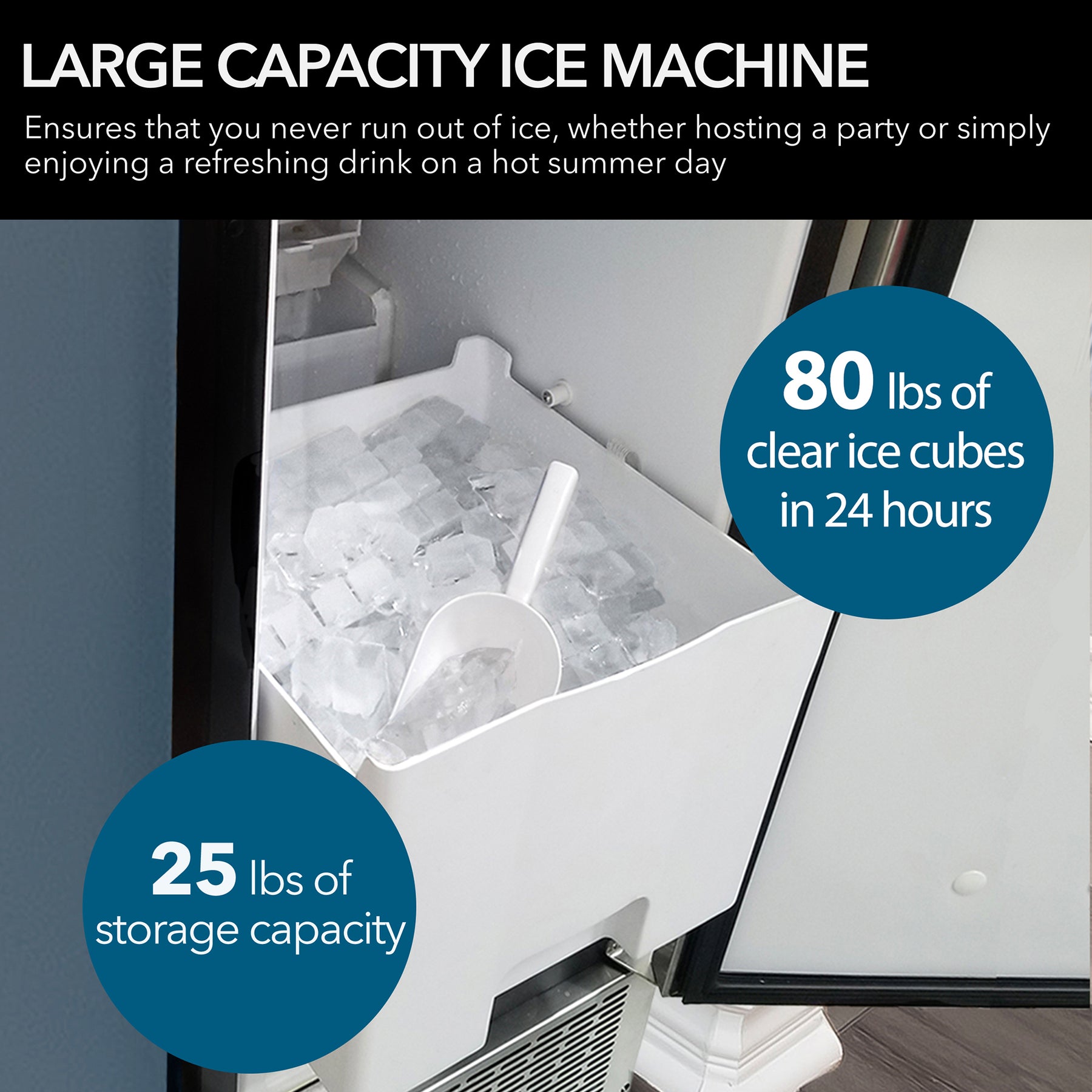 Whynter 80 Lb Built-In Clear Ice Maker | UIM-502SS