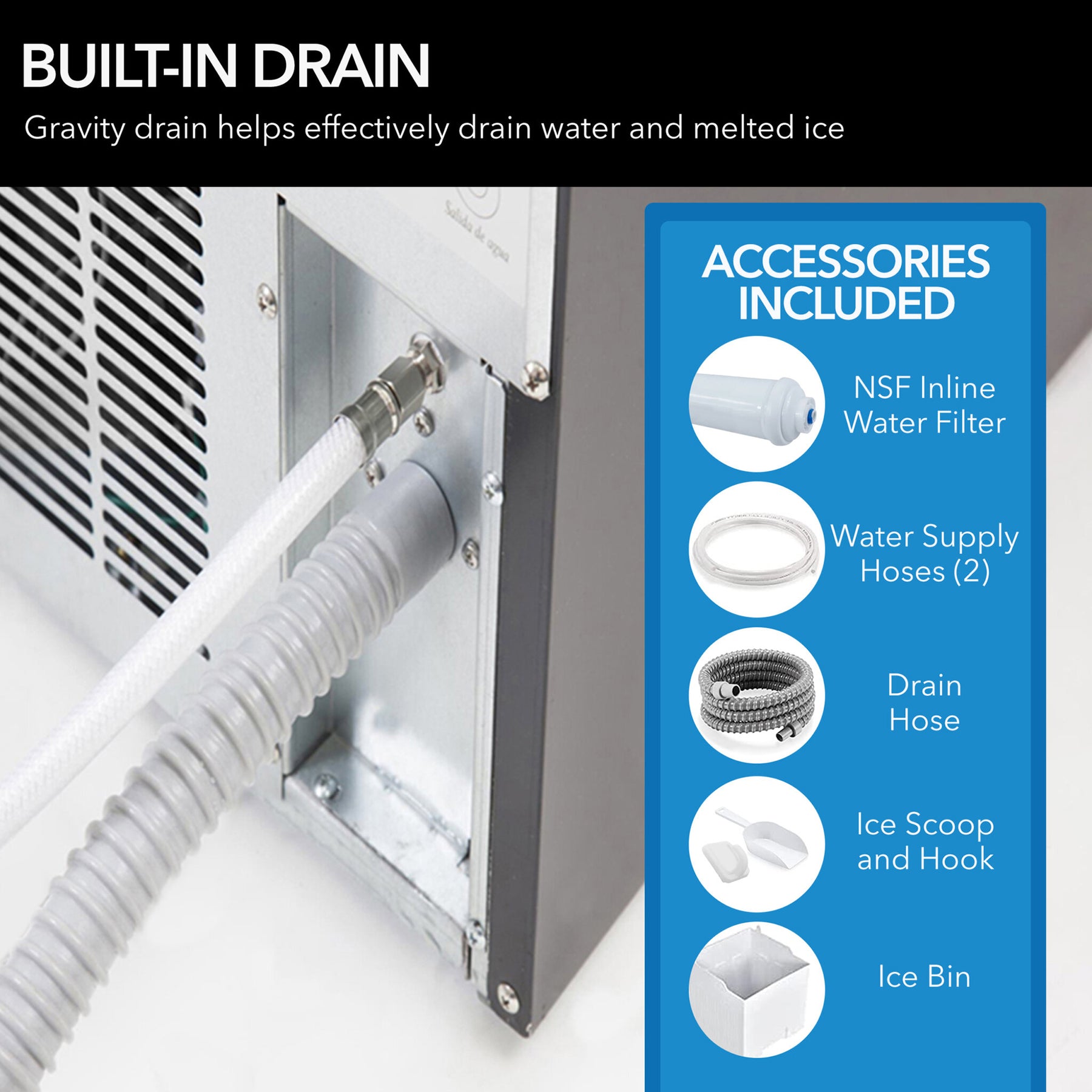 Whynter 80 Lb Built-In Clear Ice Maker | UIM-502SS