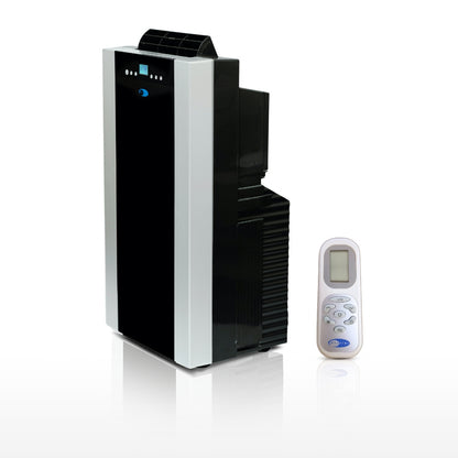 Whynter ARC-14S 14,000 BTU dual-hose portable air conditioner in platinum/black finish, shown front-facing on a white studio background.